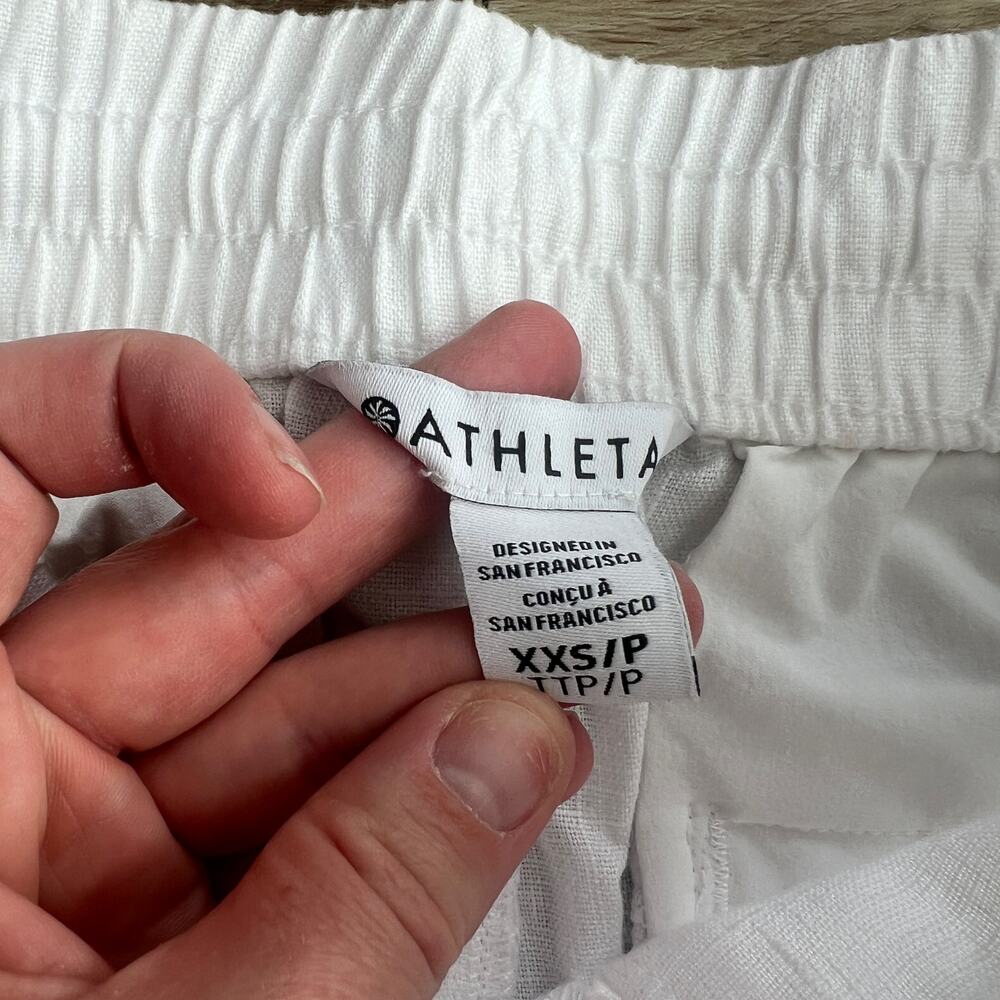 Athleta Retreat Linen White Wide Leg Pants NWT XXS - Picture 7 of 12